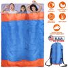 3 People Sleeping Bag for Adult Kids Lightweight Water Resistant Camping Cotton Liner Cold Warm Weather Indoor Outdoor Use 3 Season with Sack for Spri