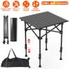 Portable Folding Camping Table With Adjustable Height Rustproof Carbon Steel Foldable Roll-Up Camping Table for Picnic Camping Hiking Beach BBQ 55LBS