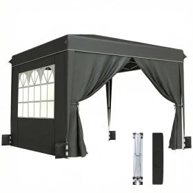 10 x 10 ft Pop Up Canopy Tent with Sidewalls, UPF50+ Outdoor Portable Instant Canopy Shelter with Carry Bag, Black