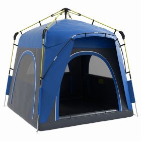 Camping Tents 4 Person Pop Up Tent Quick Setup Automatic Hydraulic Family Travel Tent w/ Windows, Doors Carry Bag Included