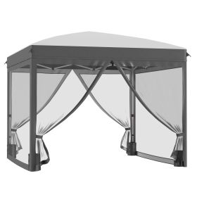 10' x 10' Pop Up Canopy Tent with Netting, Foldable Gazebo Tents for Parties, Height Adjustable, with Wheeled Carry Bag and 4 Sand Bags