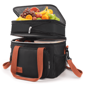 17L Expandable Insulated Lunch Box Bag for Women/Men, Leak-Proof & Freezer-Safe, Double Deck Design with Adjustable Shoulder Strap & Side Pocket for