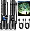 Wdtpro LED Rechargeable Flashlights High Lumens 2Pack, 6000LM Super Bright Flashlight, Zoomable Powerful Camping Flashlights with LCD Digital Display