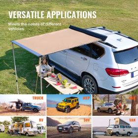 Car Side Awning, Large 6.6' x 8.2' Shade Coverage Vehicle Awning, PU3000mm UV50+ Retractable Car Awning with Waterproof Storage Bag, Height Adjustabl