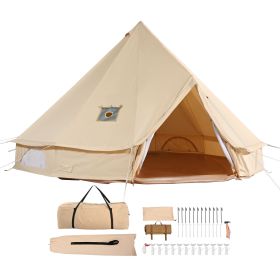 Canvas Bell Tent, 4 Seasons 5 m/16.4 ft Yurt Tent, Canvas Tent for Camping with Stove Jack, Breathable Tent Holds up to 8 People, Family Camping Outd