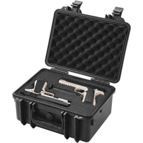 Hard Pistol Cases with Pre-cut PU Foam, Waterproof & Dustproof Hard Gun Case for 2 Pistol, 14.1Ãƒâ€”11.5Ãƒâ€”7.6 in Lockable Pistol Case, Black