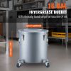 Fryer Grease Bucket, 16 Gal Oil Disposal Caddy with Caster Base, Carbon Steel Rust-Proof Coating, Oil Transport Container with Lid, Lock Clips, Filte