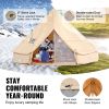 Canvas Bell Tent, 4 Seasons 5 m/16.4 ft Yurt Tent, Canvas Tent for Camping with Stove Jack, Breathable Tent Holds up to 8 People, Family Camping Outd
