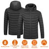 Heated Jacket Electric Heating Coat Lightweight Winter Hooded JacketÂ with 3-Level Heating Modes 8 Heating Zones Detachable Zipper Hood