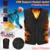 Heat Jacket Vest 3 Heating Gear Adjustable USB Heated Vest Warm Heat Coat Vest w/ 5 Heating Zones For Men Women Winter Outdoor Activity