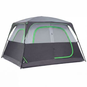 6-person Waterproof And Windproof Family Camping Tent, With Spacious Interior, Easy-to-install Double-layer Tent, Featuring Mesh Windows And Skylight (Option: Grey)