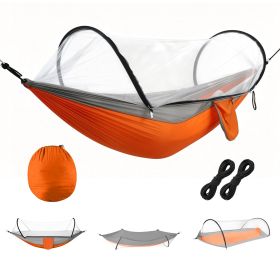 Camping Hammock with Mosquito Net 3-in-1 Portable Hammock Tent with BuiltIn Mosquito Net Dual-Way Zippers 440lbs Capacity Attached Storage Pocket for (Option: Orange_Grey)