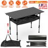 Portable Folding Camping Table With Adjustable Height Hanging Net Rustproof Carbon Steel Foldable Roll-Up Camping Table for Picnic Camping Hiking Beac
