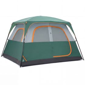 6-person Waterproof And Windproof Family Camping Tent, With Spacious Interior, Easy-to-install Double-layer Tent, Featuring Mesh Windows And Skylight (Option: Green)