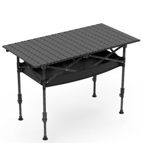 Portable Folding Camping Table With Adjustable Height Hanging Net Rustproof Carbon Steel Foldable Roll-Up Camping Table for Picnic Camping Hiking Beac (Option: 95CM)
