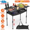 Portable Folding Camping Table With Adjustable Height Hanging Net Rustproof Carbon Steel Foldable Roll-Up Camping Table for Picnic Camping Hiking Beac
