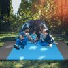82.6x78.7in Sand Proof Picnic Blanket Water Resistant Foldable Camping Beach Mat w/ 4 Anchors 1 Carry Bag For 2-3 People