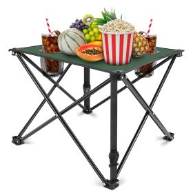 2Pcs Foldable Camping Table Portable Picnic Table Lightweight Travel Desk with 2 Cup Holders/Table Carrying Bag (Option: 2Pc_Green)